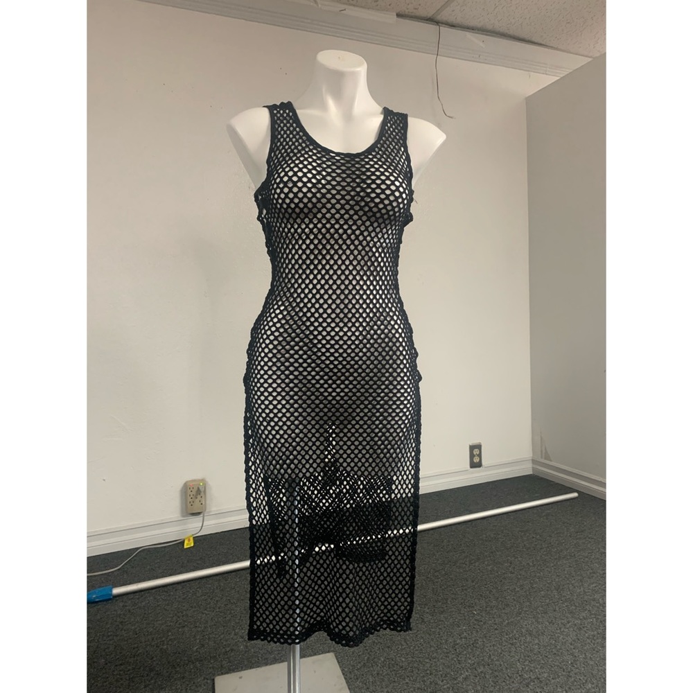 Bikini coverup  fishnet top black size small